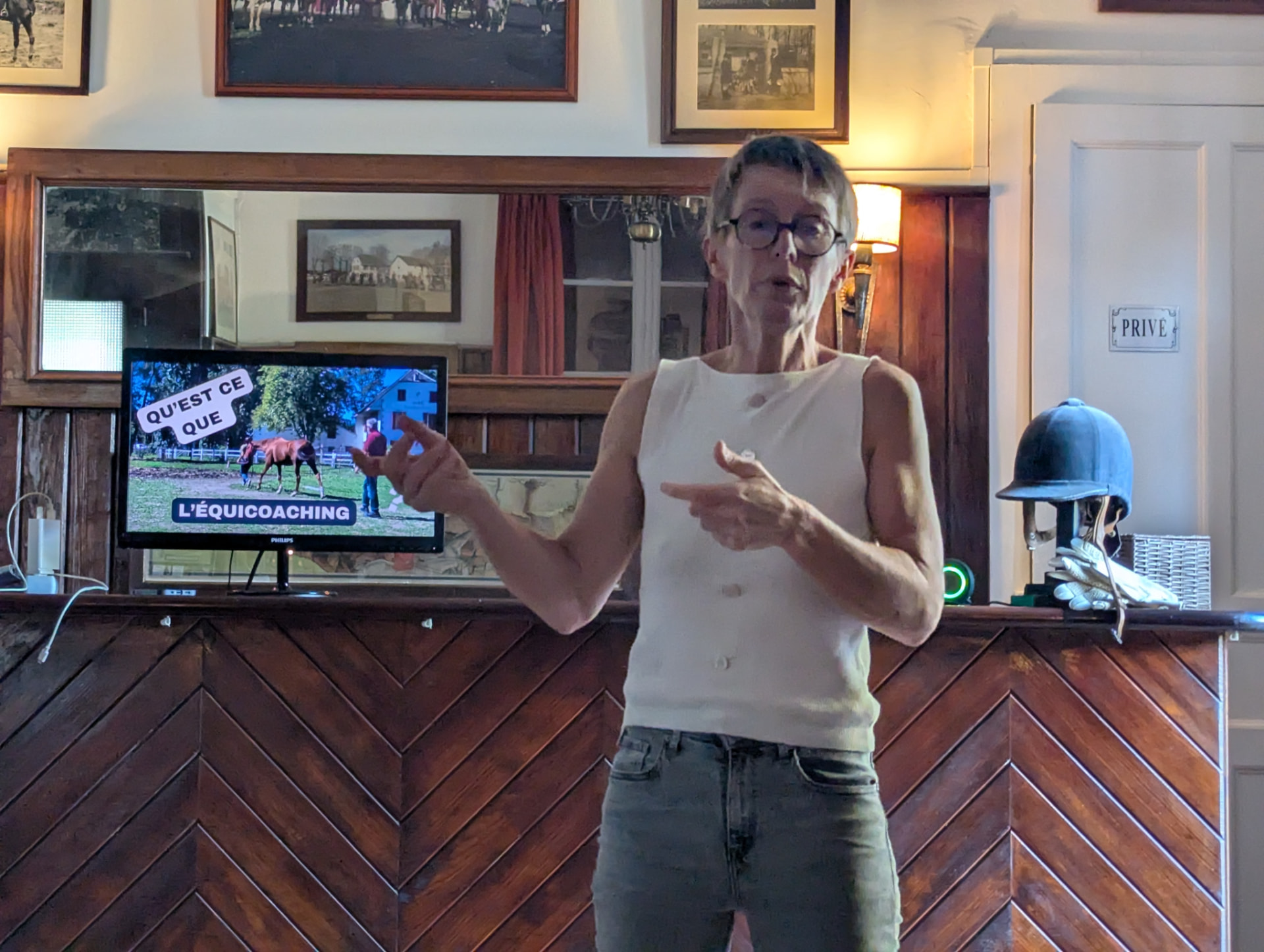 Présentation de l'équicoaching lors d'un apéro des Pédagos de Pau